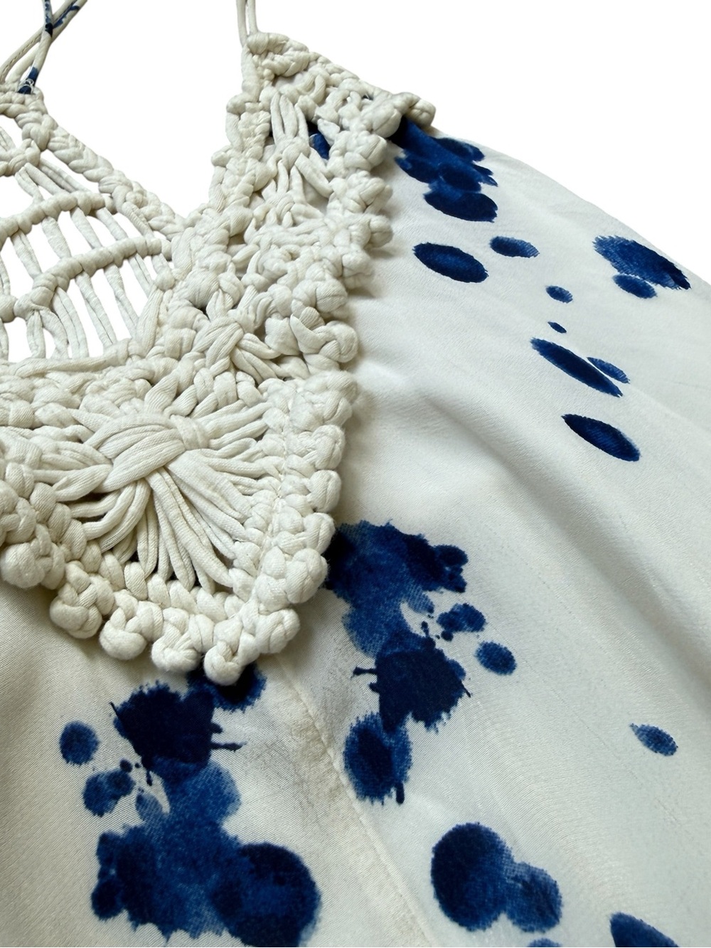 Anthropologie Maeve Crochet Trim Paint Splatter Maxi Dress Small Boho Festival - Picture 6 of 14